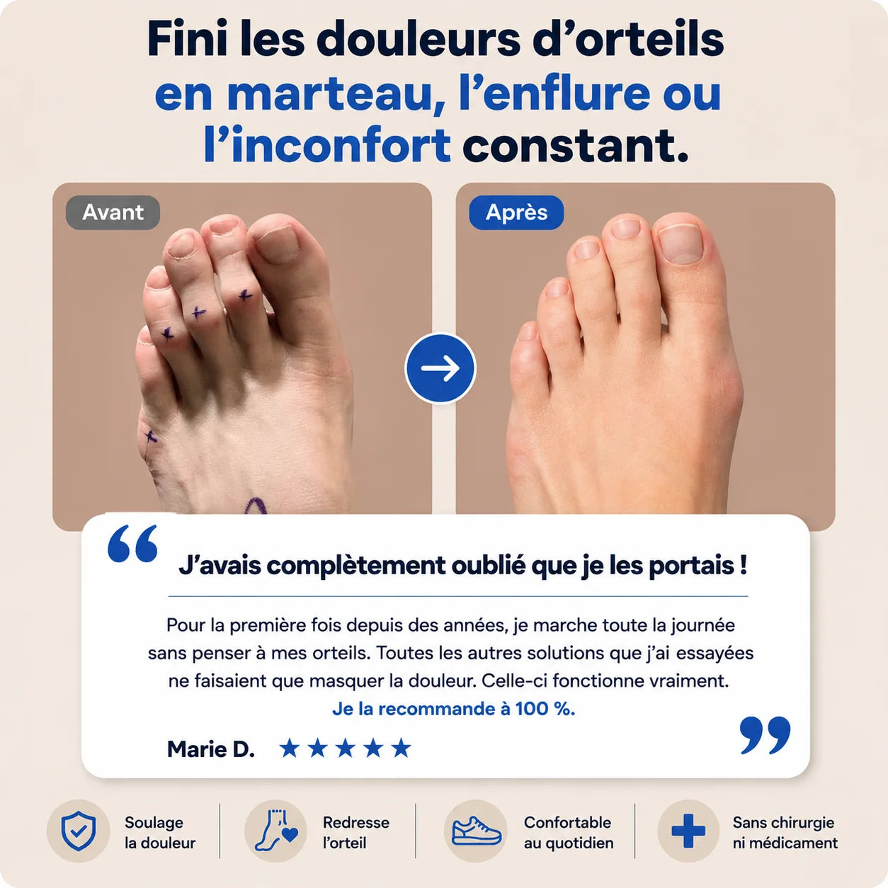 Correcteur d'Orteil Marteau